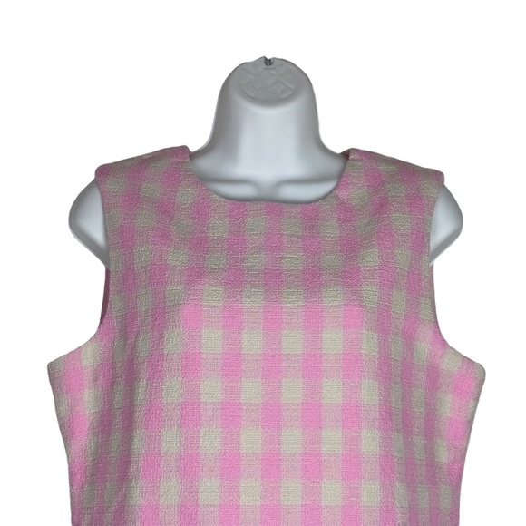 NWT Vero Moda Bonbon Pink Check Sleeveless Tweed Mini Dress Small - Picture 4 of 16